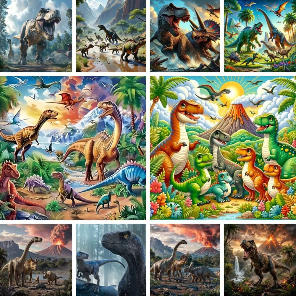 Volcano Kit Eruption - Kit de Pintura com Diamantes: Dinossauro